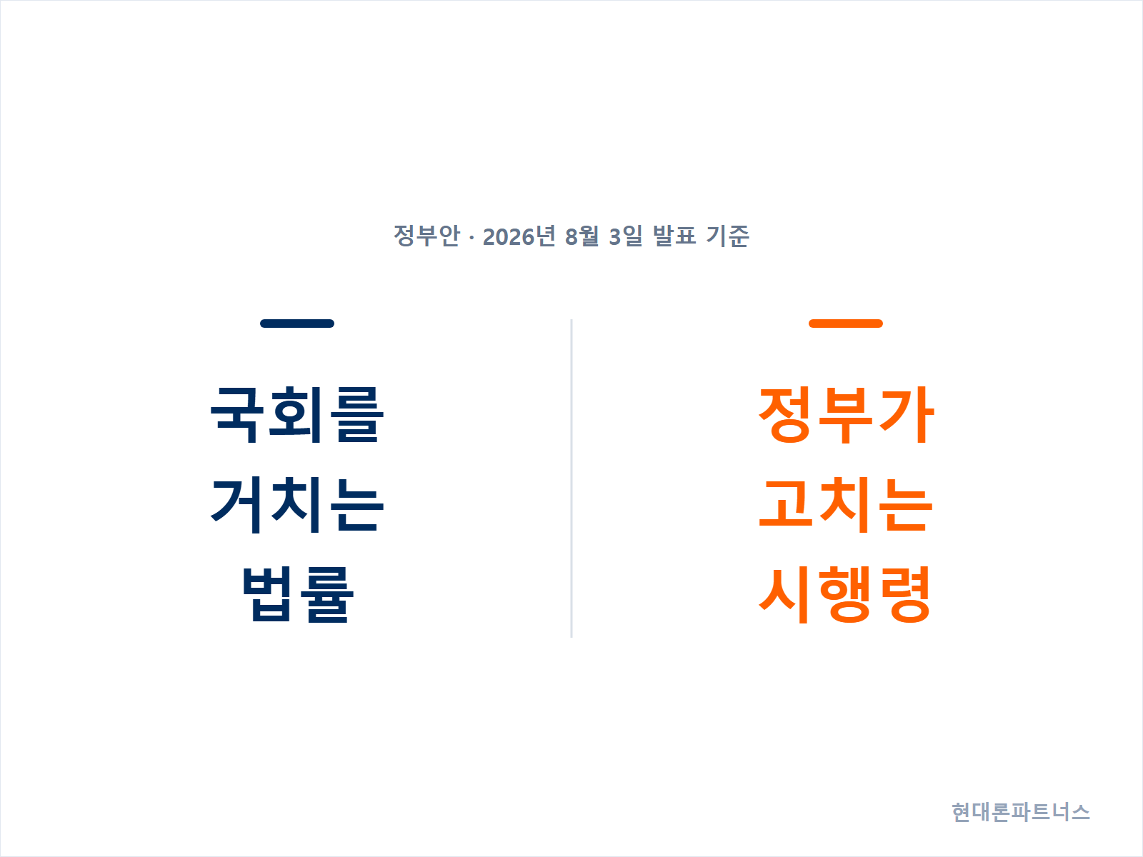 법률 개정과 시행령 개정의 차이를 정리한 안내 카드